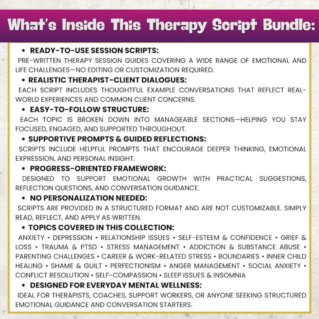 Therapy Session Scripts Guide, Psychotherapy Tools For Therapists