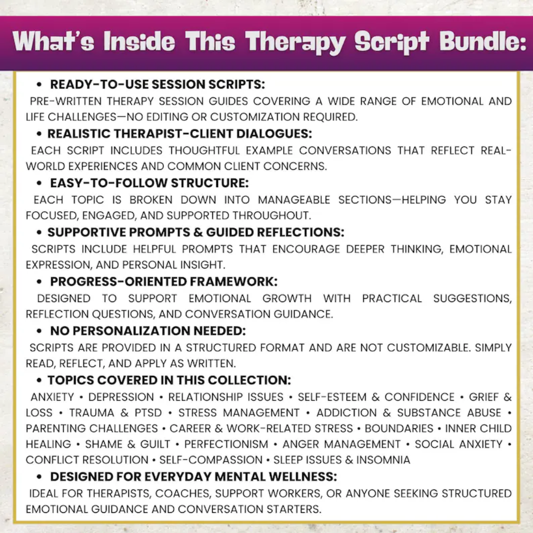 Therapy Session Scripts Guide, Psychotherapy Tools For Therapists