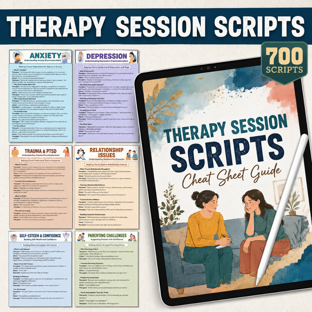 Therapy Session Scripts Guide, Psychotherapy Tools For Therapists