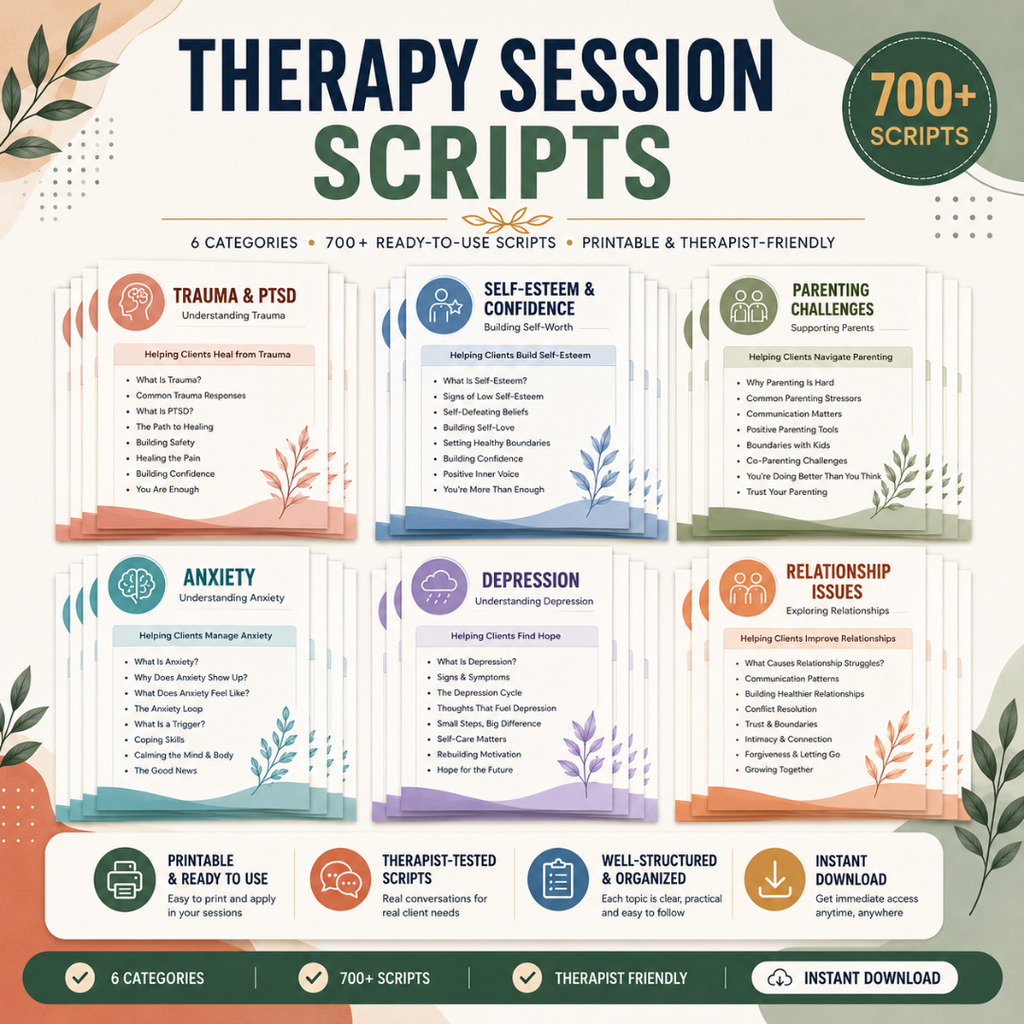 Therapy Session Scripts Guide, Psychotherapy Tools For Therapists