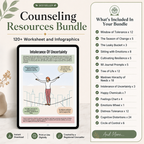 Counseling Worksheets Bundle, Printable Therapy Resources For Therapists