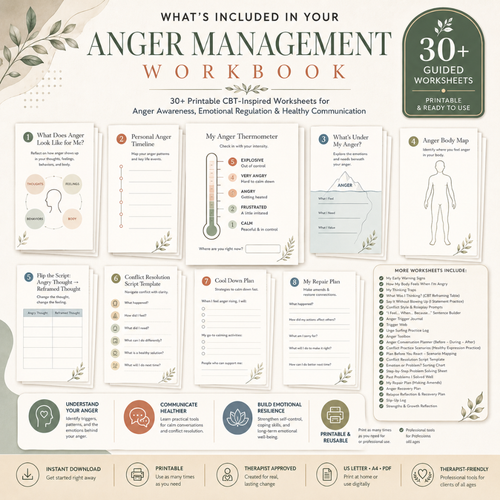 Anger Management Worksheets, Teen Therapy Exercises And Activities