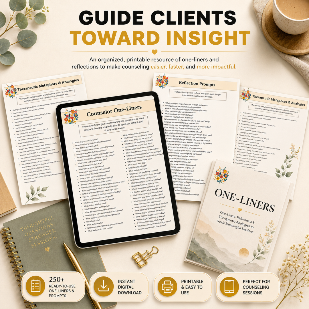 Counselor Cheat Sheets, One-Liners And Reflection Prompts