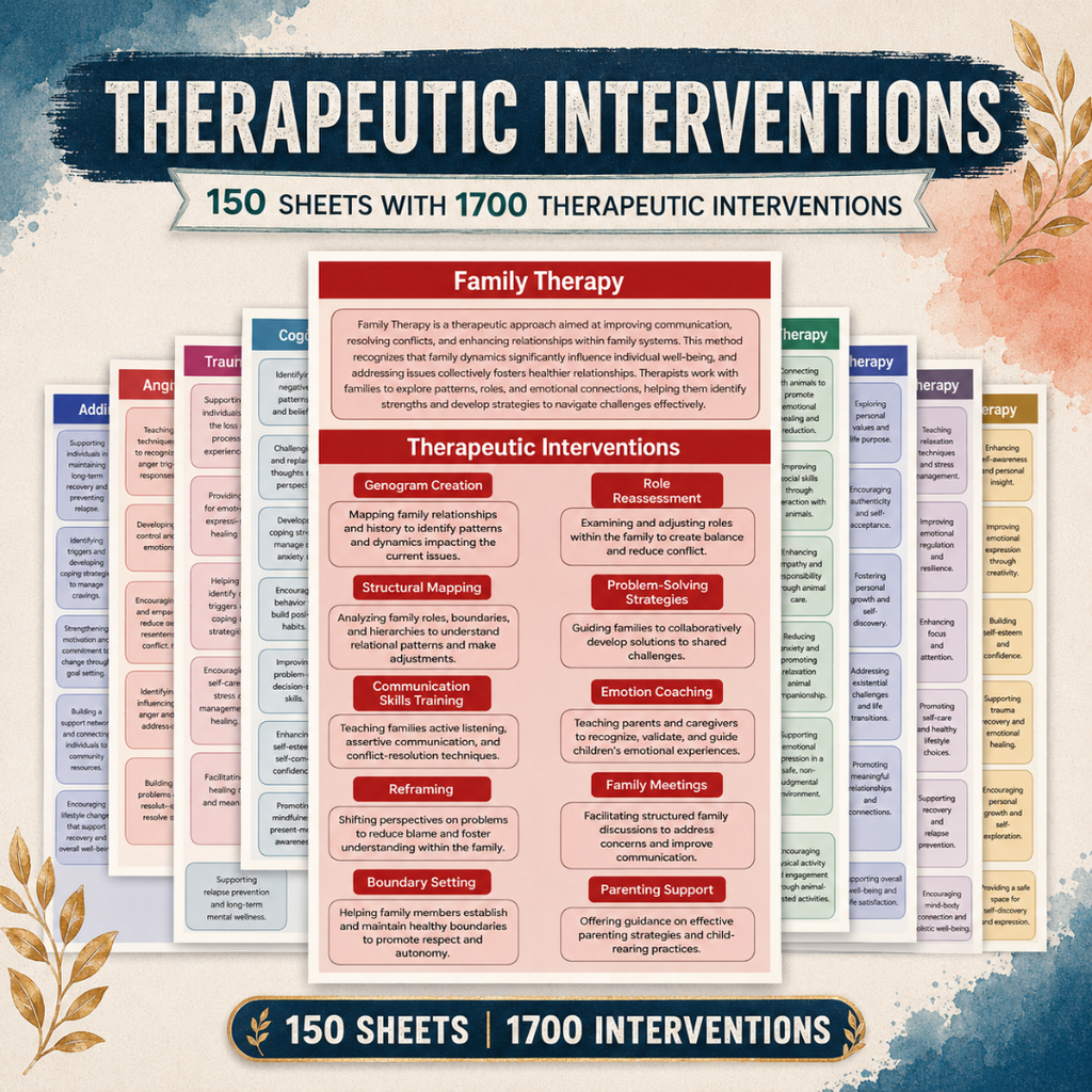 Therapy Interventions Guide, Mental Health Techniques For Therapists