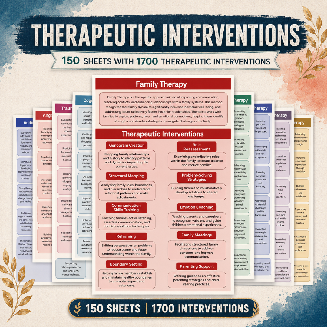 Therapy Interventions Guide, Mental Health Techniques For Therapists