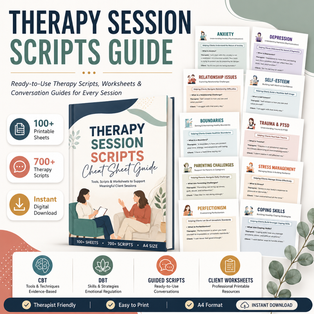 Therapy Session Scripts Guide, Psychotherapy Tools For Therapists