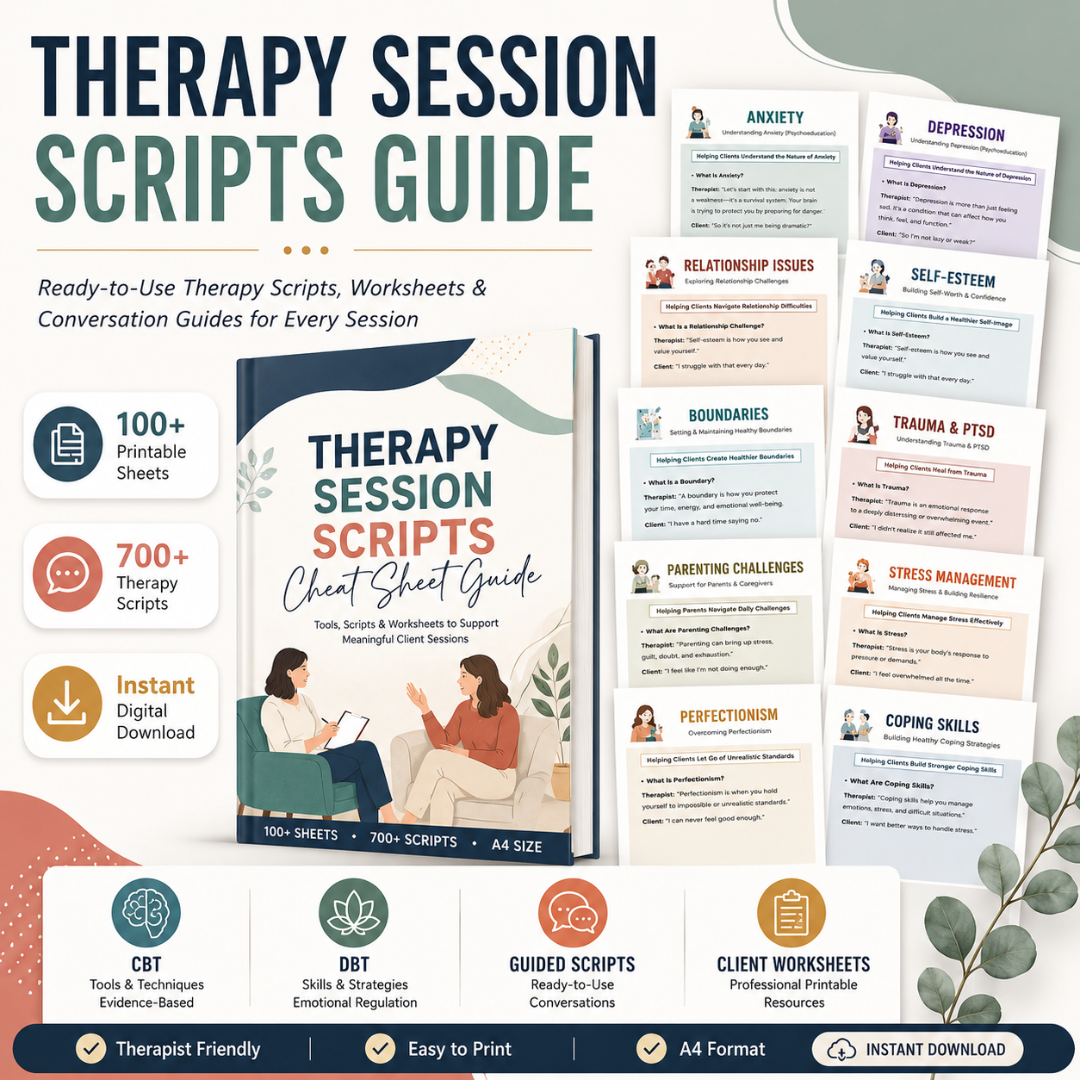 Therapy Session Scripts Guide, Psychotherapy Tools For Therapists