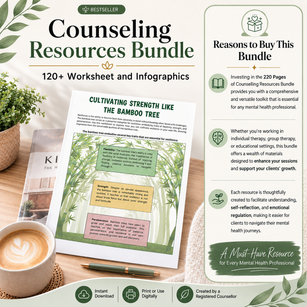 Counseling Worksheets Bundle, Printable Therapy Resources For Therapists