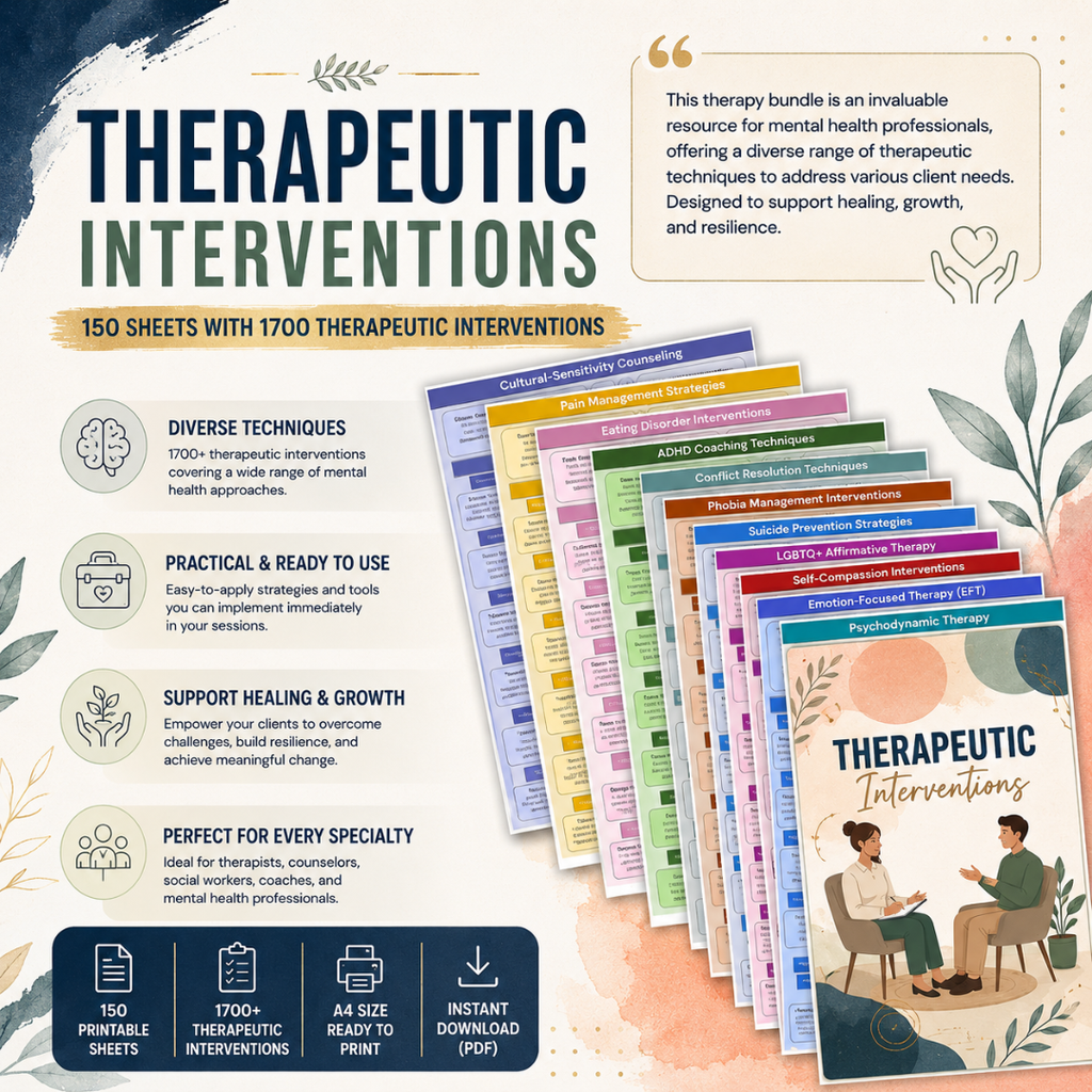 Therapy Interventions Guide, Mental Health Techniques For Therapists