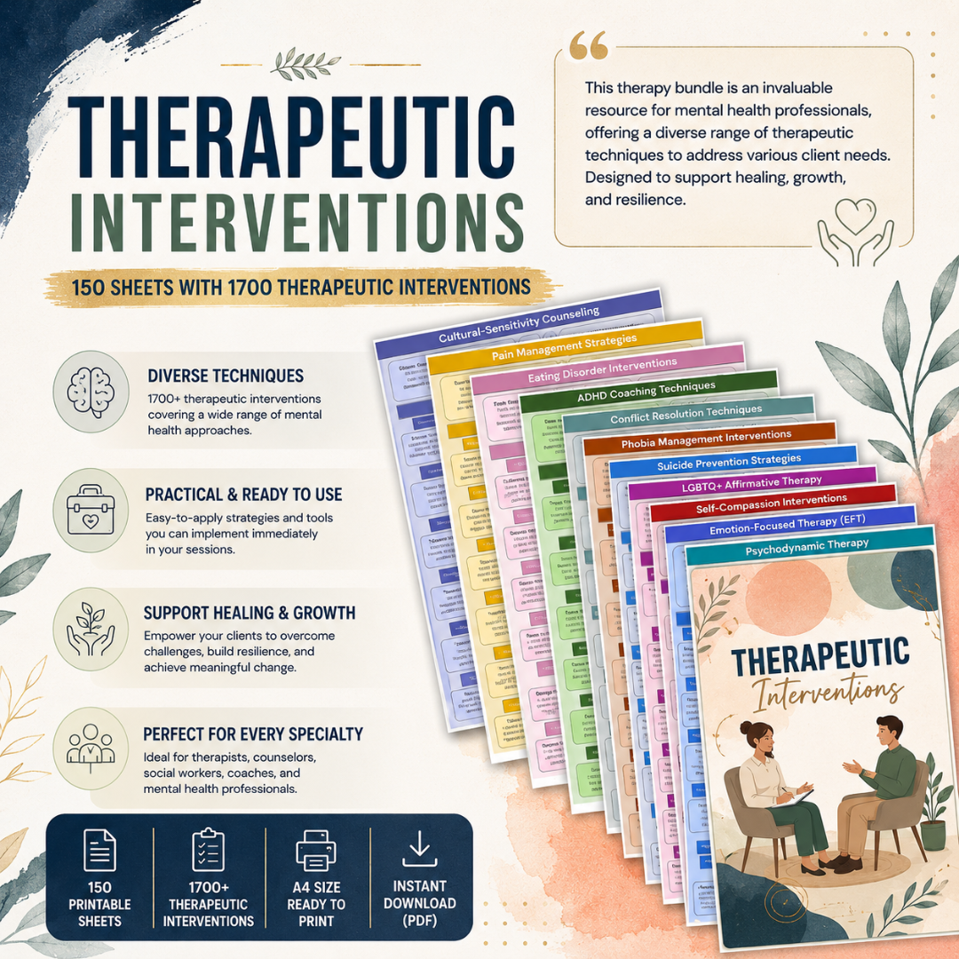 Therapy Interventions Guide, Mental Health Techniques For Therapists