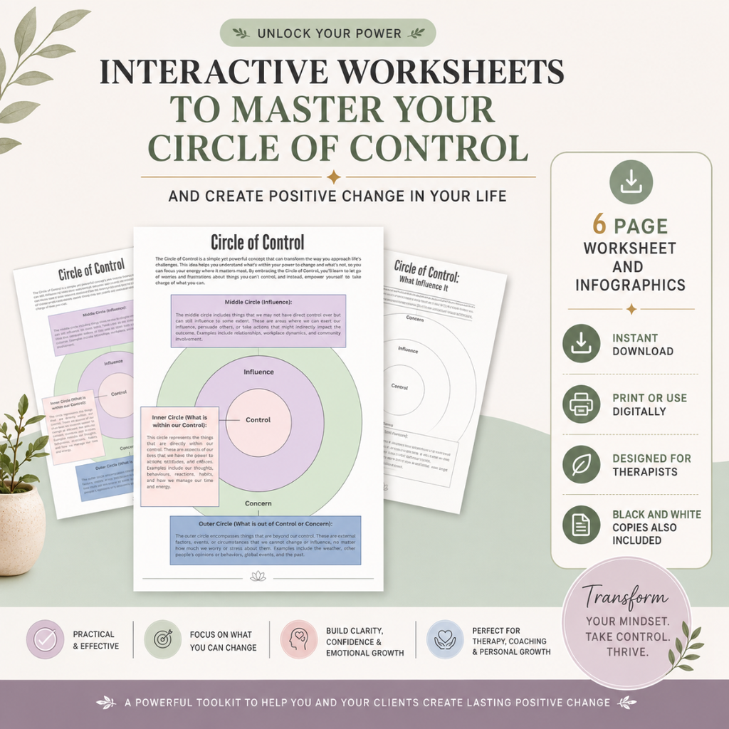 Counseling Worksheets Bundle, Printable Therapy Resources For Therapists