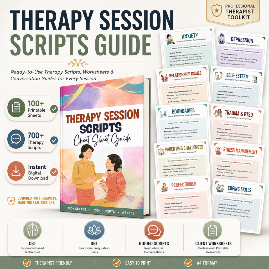 Therapy Session Scripts Guide, Psychotherapy Tools For Therapists