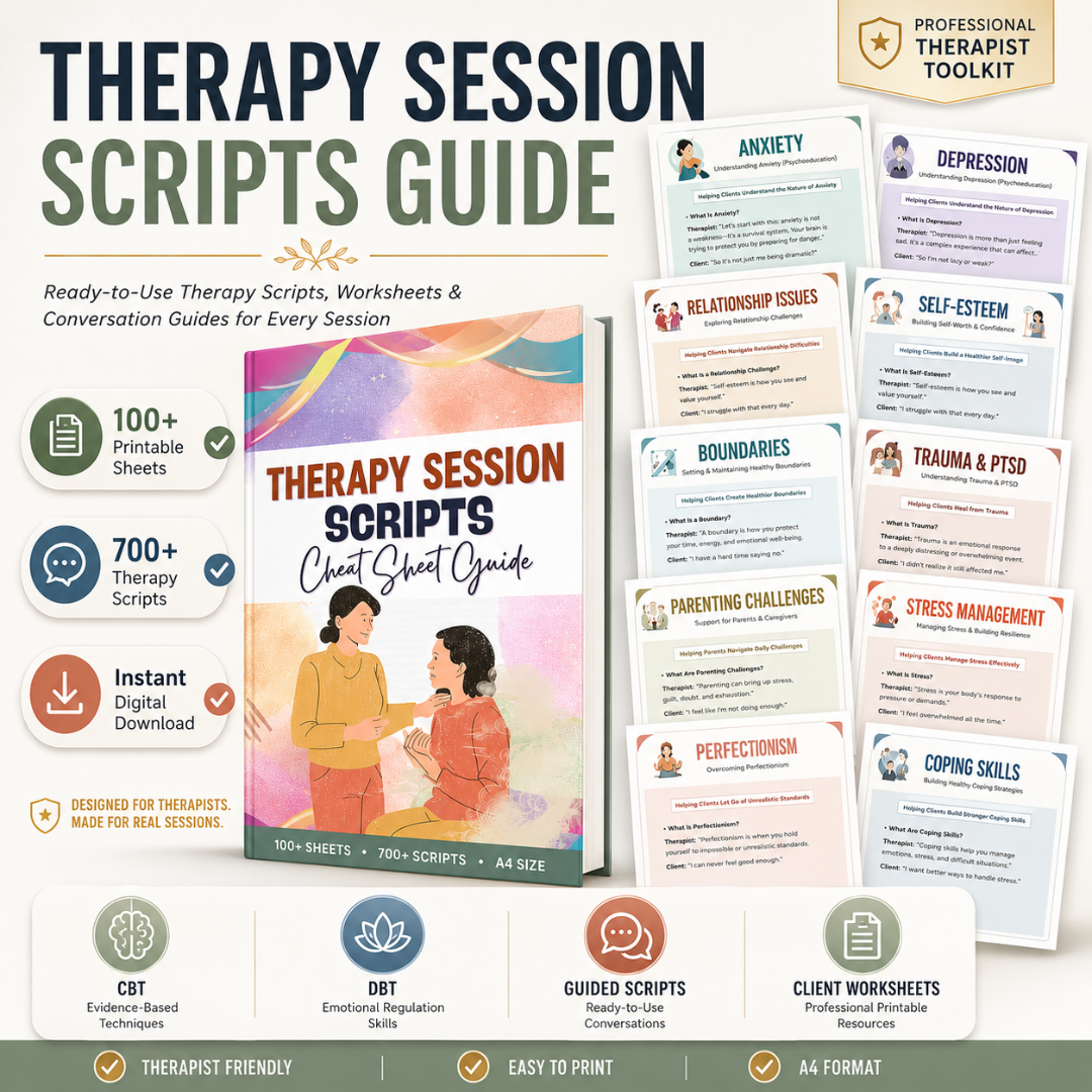 Therapy Session Scripts Guide, Psychotherapy Tools For Therapists