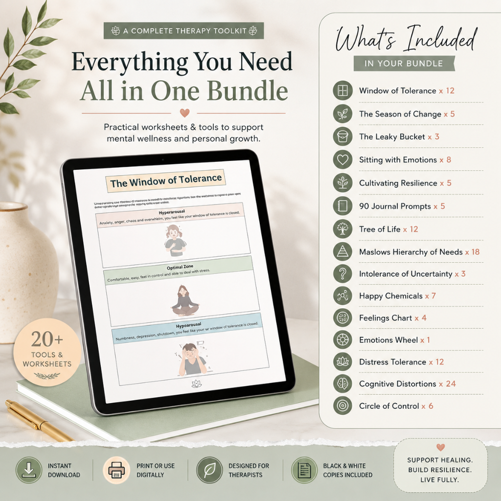 Counseling Worksheets Bundle, Printable Therapy Resources For Therapists