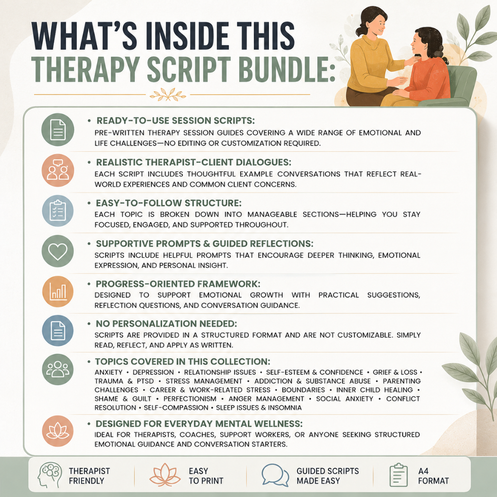 Therapy Session Scripts Guide, Psychotherapy Tools For Therapists