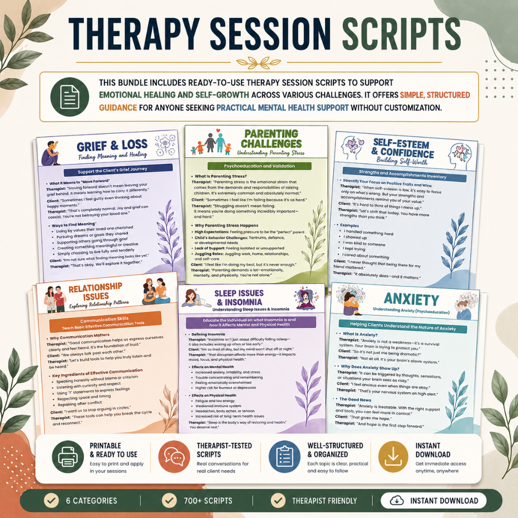 Therapy Session Scripts Guide, Psychotherapy Tools For Therapists