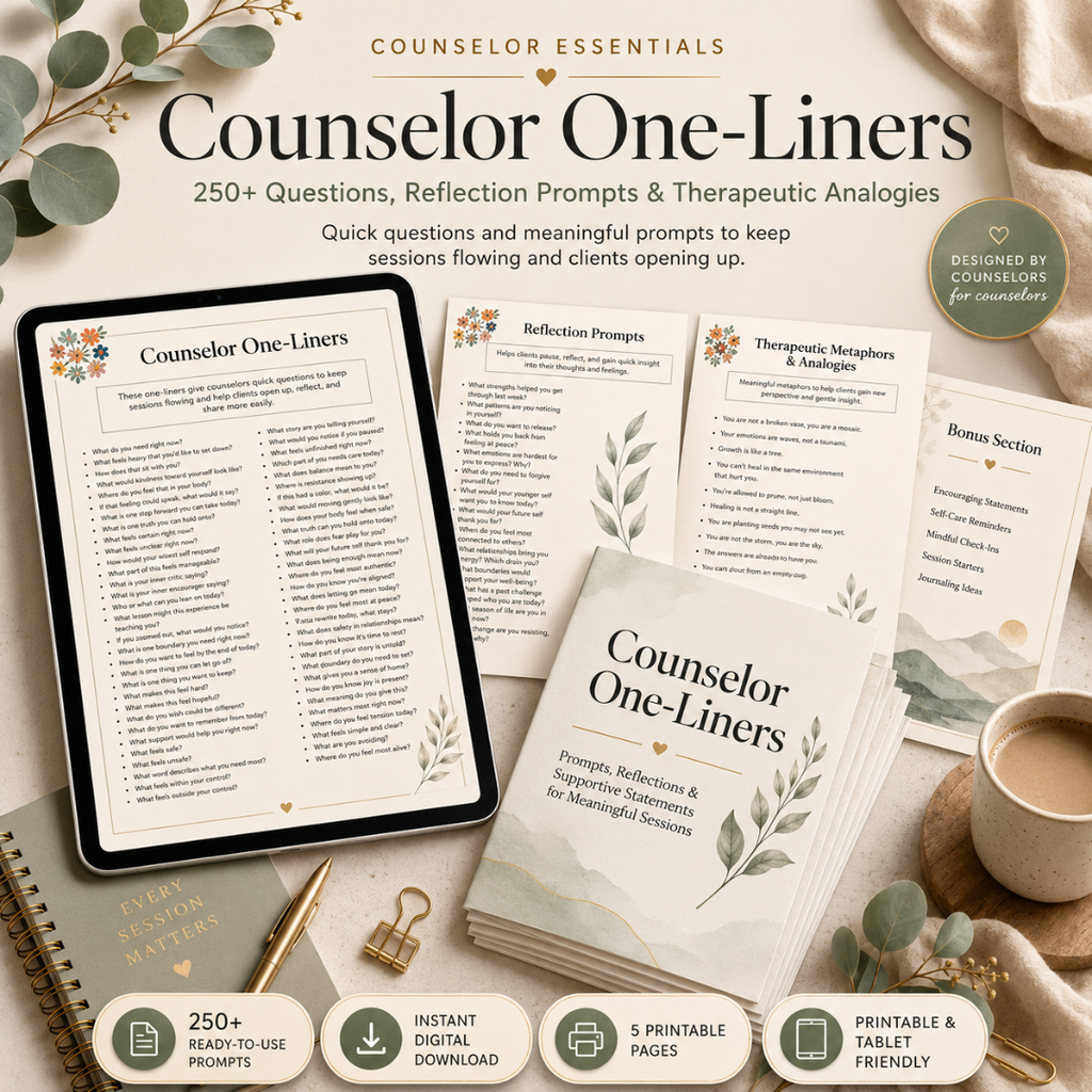 Counselor Cheat Sheets, One-Liners And Reflection Prompts